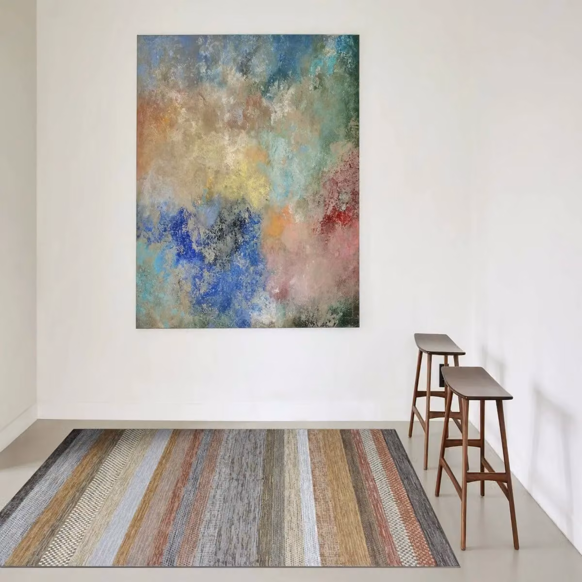 The Rug Shop UK Multicolour Striped Modern Machine Woven Area Rug, W: 160 cm, L: 230 cm – 1