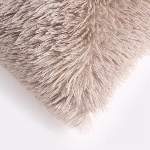 Sienna Set of 4 Soft Fluffy Plush Coral Fleece Square Cushion Covers in Beige and Brown, W/D/H: 45 x 45 x 45 cm – 2