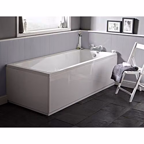 Hudson Reed BMON009 Classic Modern Rectangular Single Ended Shower Bath, White, W/D/H: 1700 x 750 x 400 mm – 2