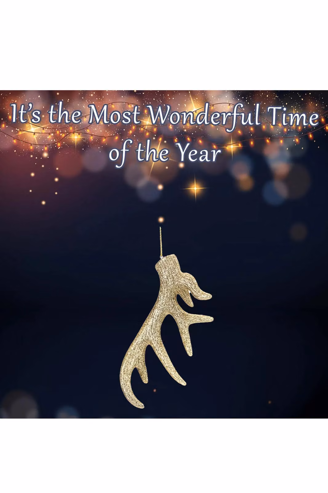 VFM e-Store Gold Glitter Stag Antler Hanging Christmas Tree Ornament, 17 cm – 2