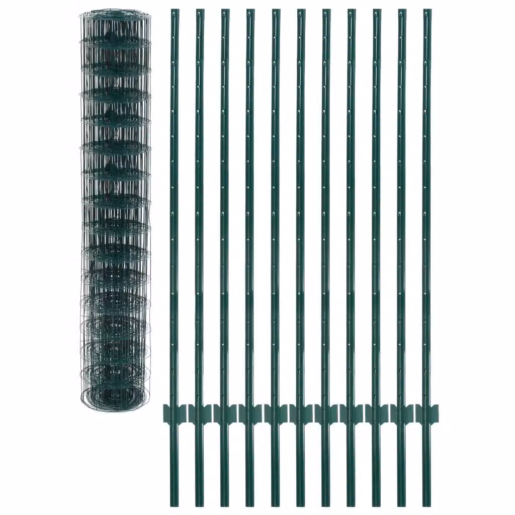 Berkfield Home Euro Fence PVC Coated Steel Fencing, Green, W: 20 m, H: 1.2 m – 3