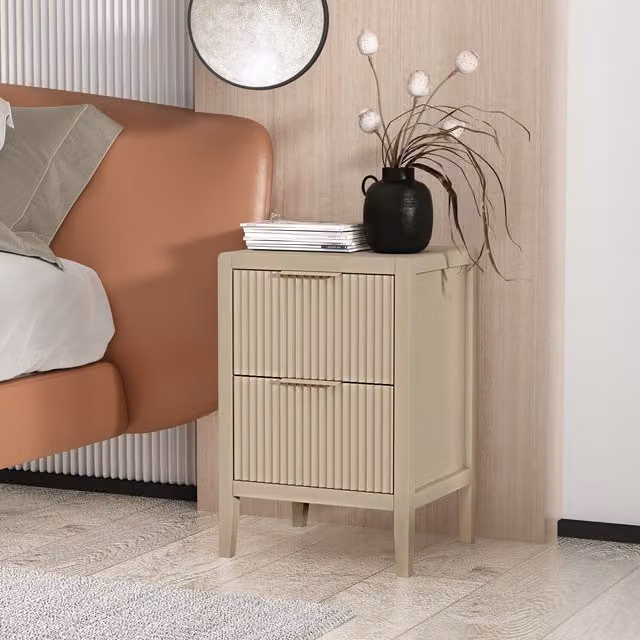 Cabinet Bits Castel 2 Drawer Bedside Table in Clay