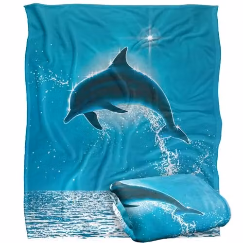 JQ Licensing Royce McClure Dolphin Sun Silky Touch Super Soft Throw Blanket, White, W/D/H: 152 x 127 cm