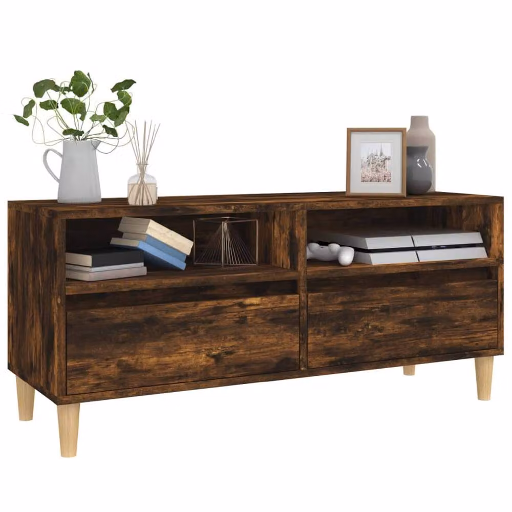 Berkfield Home TV Cabinet in Smoked Oak Brown, W/D/H: 100 x 44.5 x 44.5 cm – 3