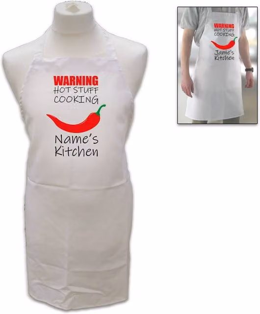 Uniqueful Personalised Hot Stuff Names White Adult Kitchen Apron