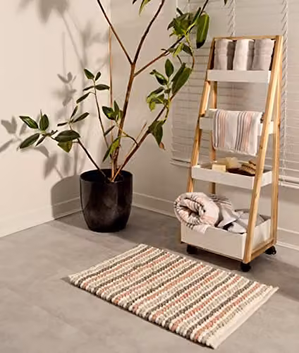 Allure Bath Fashions Merlin Striped Cotton Bath Towel, Pink and Multicolour, W: 70 cm, L: 125 cm, 550gsm – 2