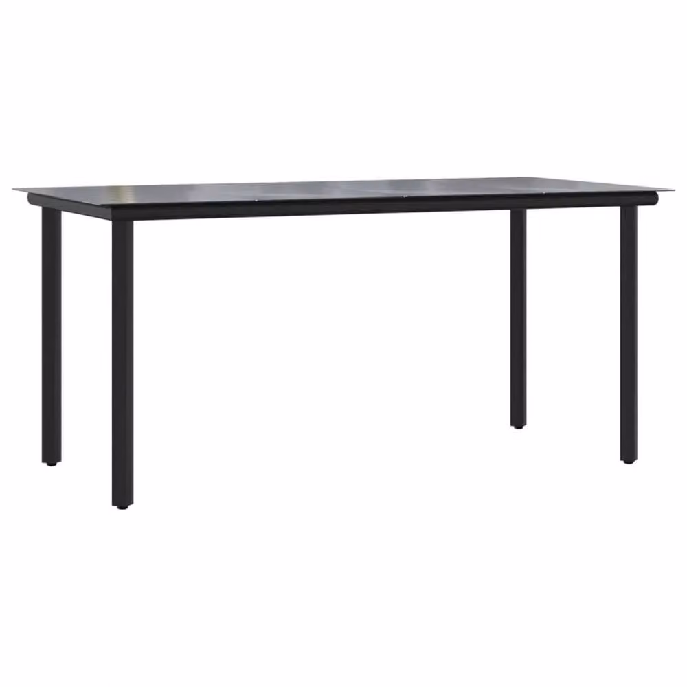 Berkfield Home Elegant Garden Dining Table in Black Steel and Tempered Glass, W: 160 cm, D: 80 cm, H: 74 cm – 3
