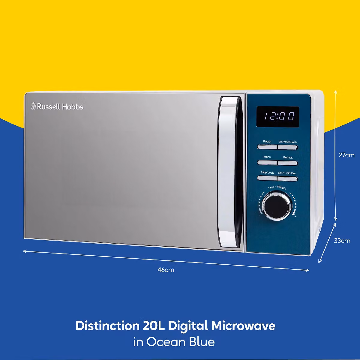 Russell Hobbs RHMD832 Digital Solo Microwave, 20L, 800W, Blue – 2