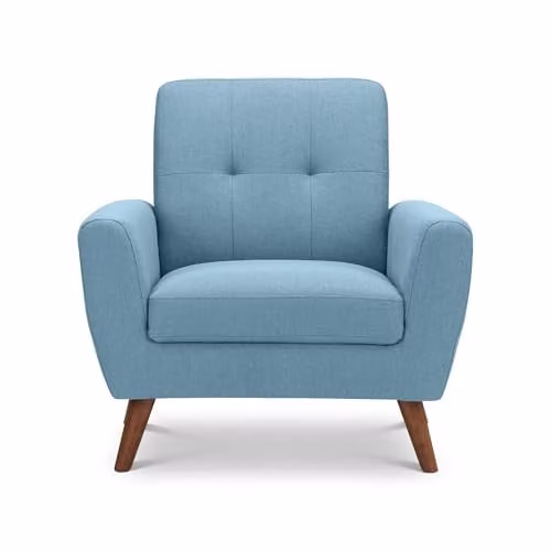 Julian Bowen Monza Blue Velvet Armchair with Solid Wood Frame