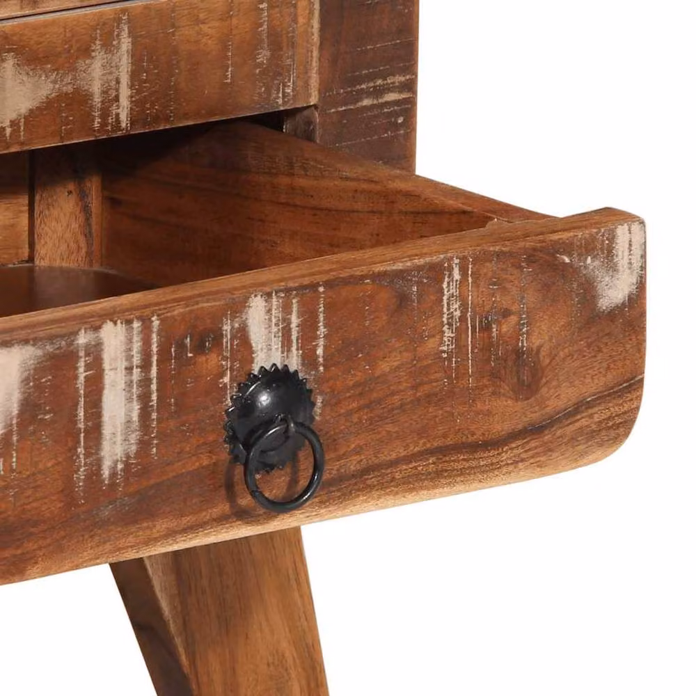 Berkfield Home Rustic Reclaimed Solid Wood Bedside Cabinet, Brown, W/D/H: 37 x 32 x 50 cm – 5