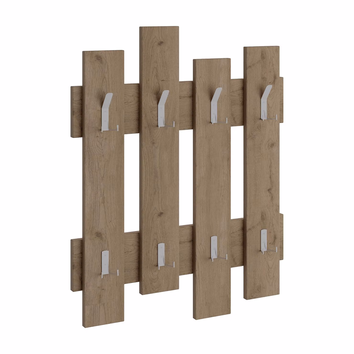 Decortie Wave Modern Wall-Mounted Coat Rack with 8 Hooks, Brown, W: 69 cm, H: 81 cm – 2
