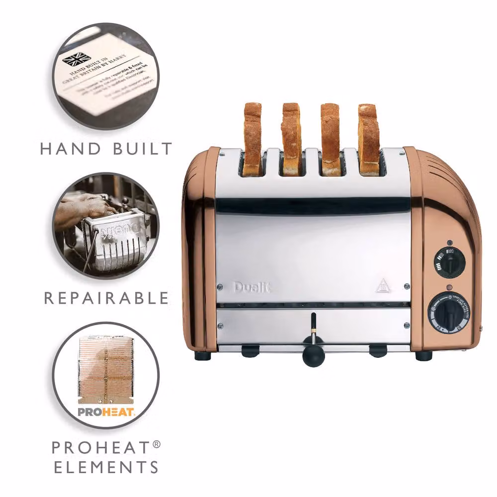 Dualit Classic 4 Slot Metal Toaster in Copper and Bronze with Timer – 2