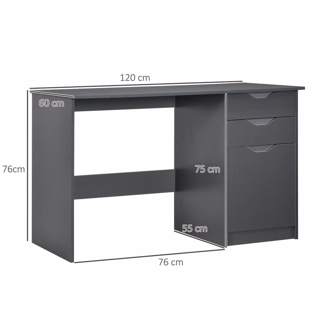 ERGOVEXA Modern Computer Desk in Grey, W: 120 cm, D: 60 cm, H: 76 cm – 2