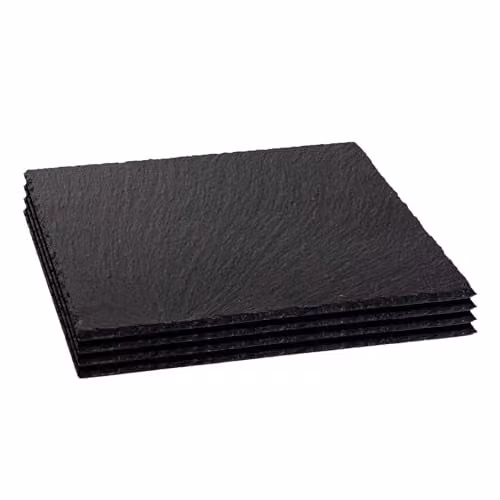 Argon Tableware Square Slate Serving Platters, Pack of 4, Black or Grey, 33 cm – 1