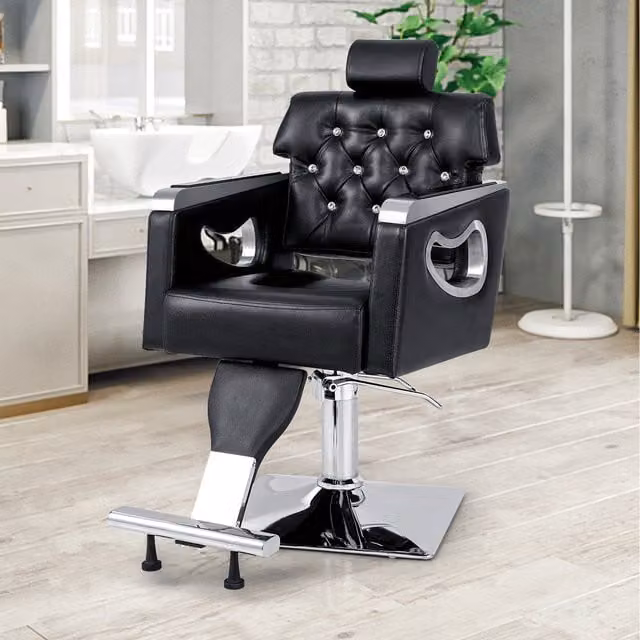 Costway Adjustable Salon Chair with Armrests in Black