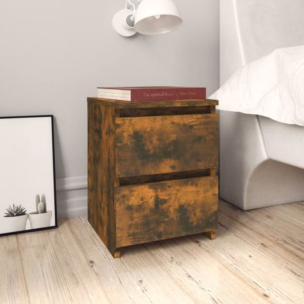 Berkfield Home Bedside Cabinet in Smoked Oak Brown, W/D/H: 30 x 30 x 40 cm – 2