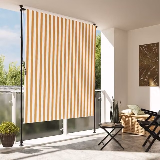 Berkfield Home Outdoor Roller Blind in Orange and White, W: 150 cm, H: 270 cm