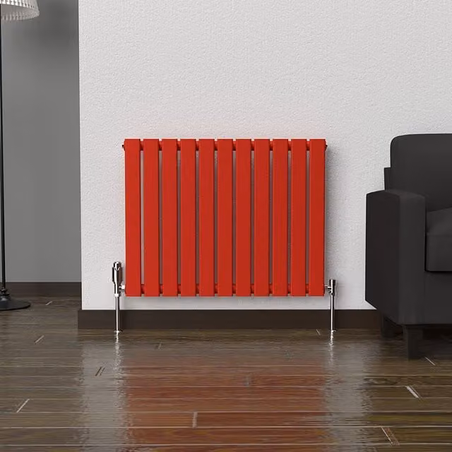 Lux Heat Flat Horizontal Single Coloured Radiator in Poppy Red, W: 60.0 cm, H: 77.0 cm