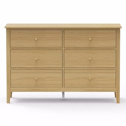 Core Products Henley 6 Drawer Chest of Drawers in Oak-Effect Brown with Gold Handles – 3