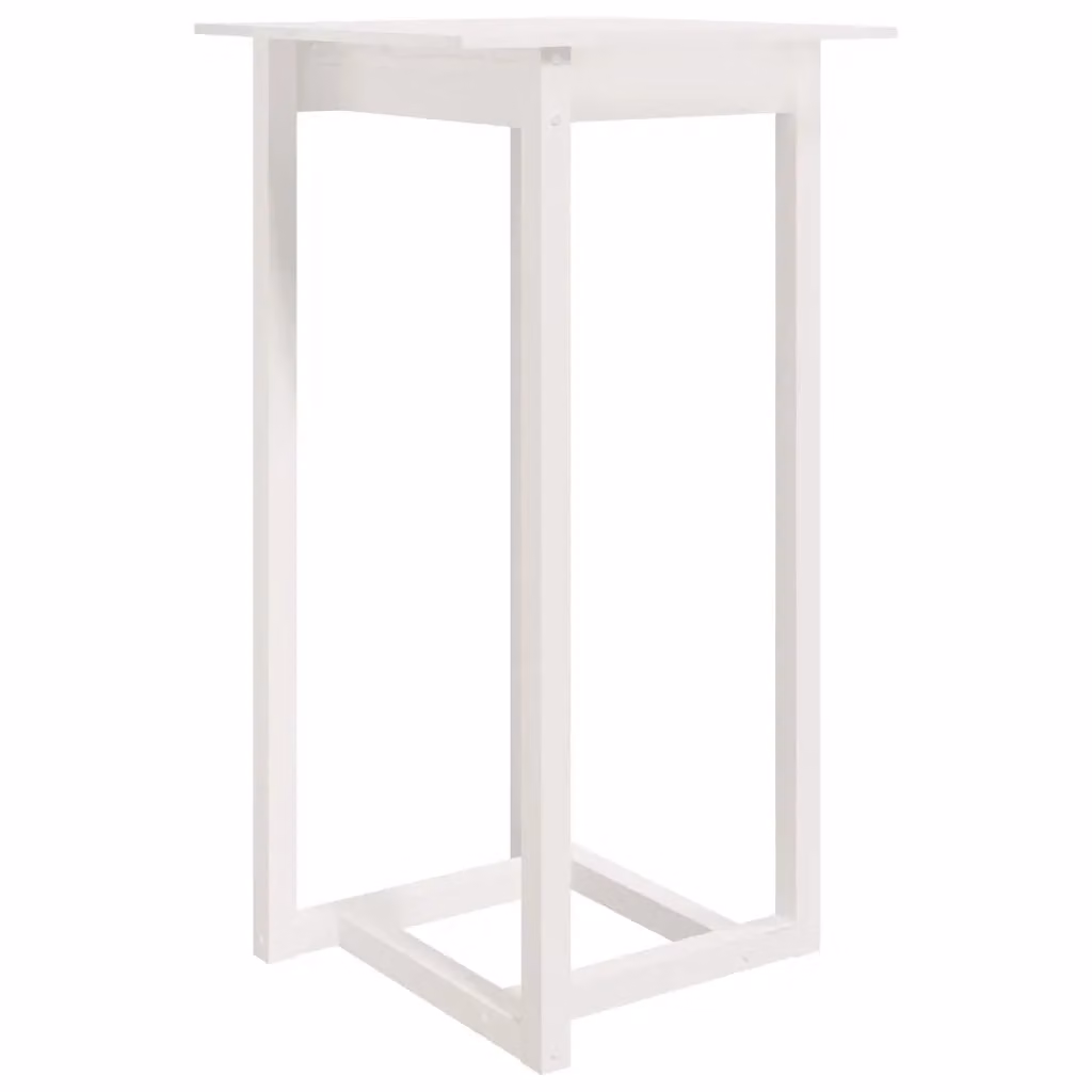 Berkfield Home Rustic White Solid Wood Pine Bar Table W/D/H: 60 x 60 x 110 cm – 2