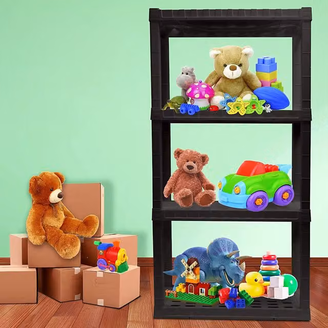OSKAR 4 Tier Multipurpose Shelving Unit in Black