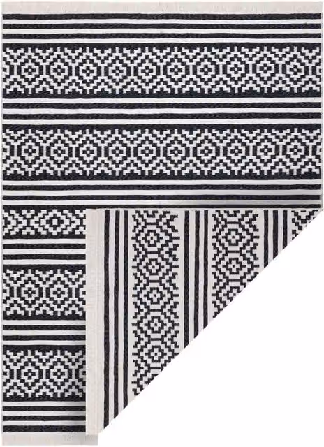 RugsX Twin Boho Rectangular Cotton Rug in Black, W: 80 cm, L: 150 cm