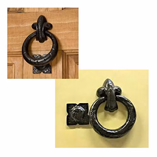 Dzina Door Ring Knocker in Matt Black, W: 12.0 cm, H: 9.0 cm – 3