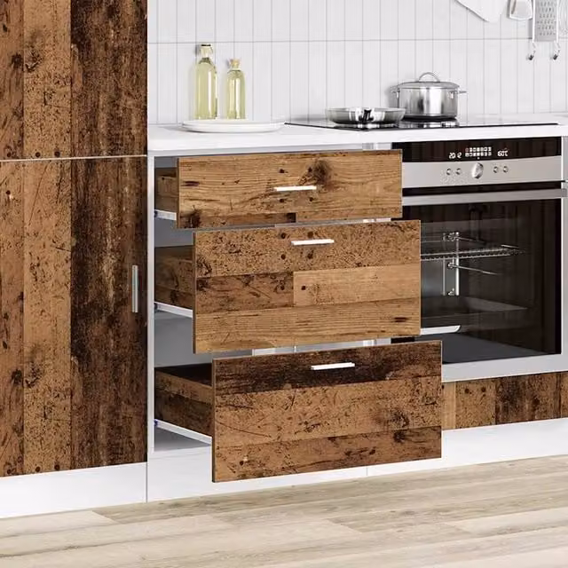 Berkfield Home Kitchen Base Cabinet in Old Wood Brown, W/D/H: 81.5 x 46.0 x 60.0 cm