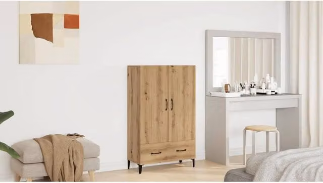 Berkfield Home Artisan Oak Highboard in Brown, W/D/H: 70 x 31 x 115 cm – 1