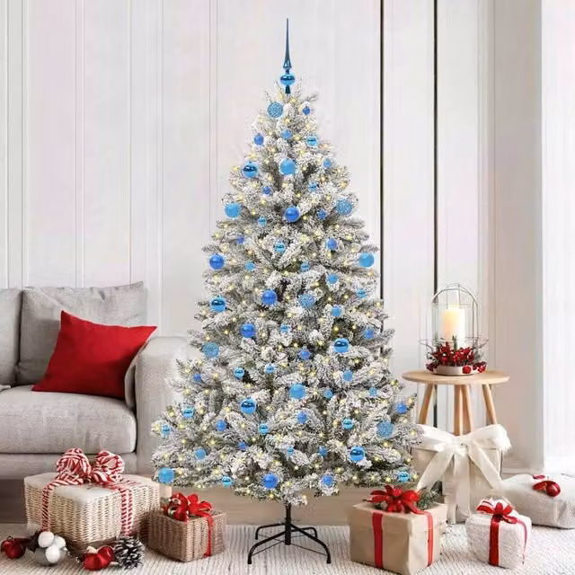 Berkfield Home Artificial Christmas Tree in Green and White, Height: 180 cm – 1