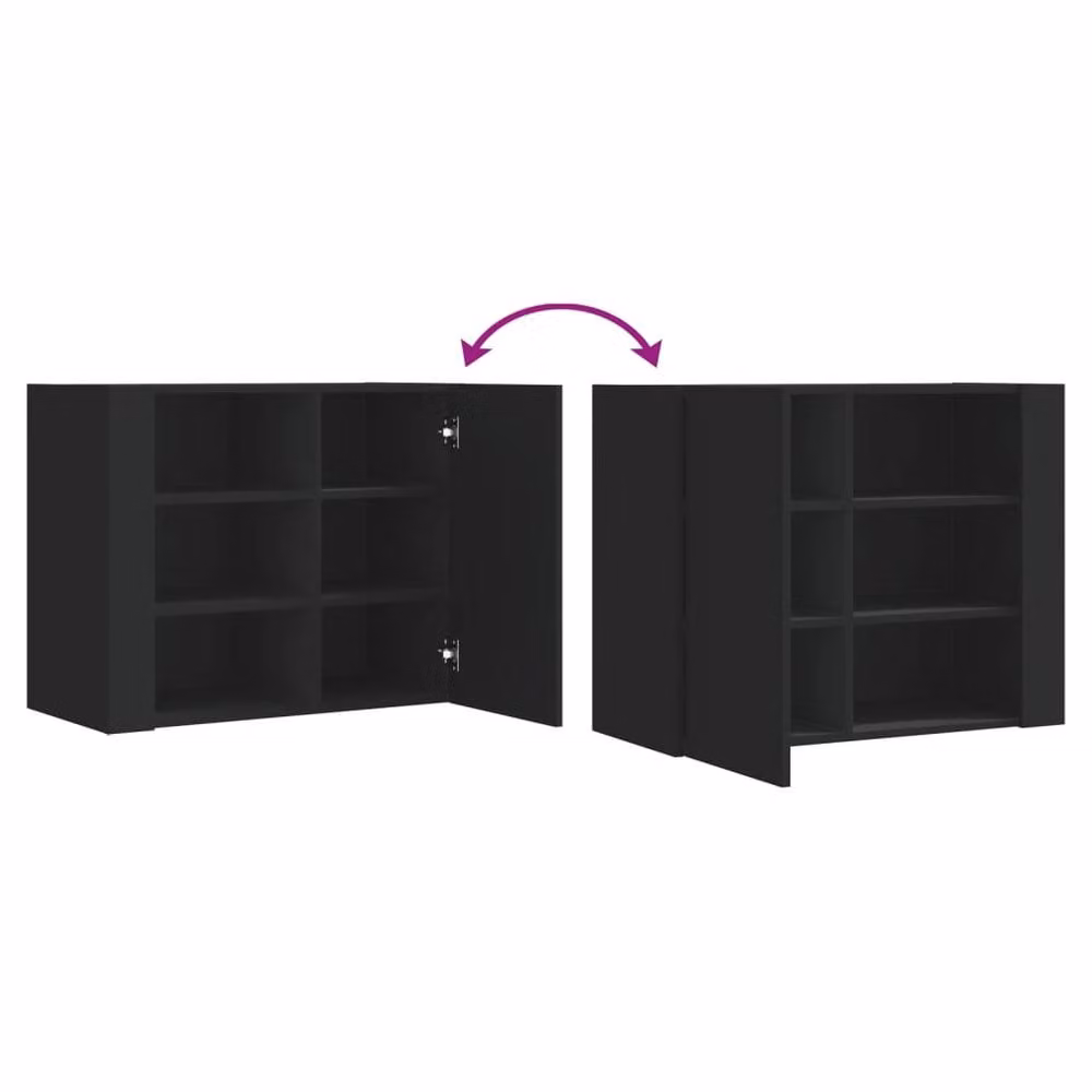 Berkfield Home Black Wall Mounted Cabinet with Hinged Doors and Internal Shelves, W/D/H: 75 x 35 x 60 cm – 4