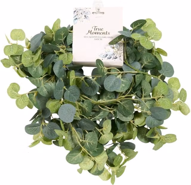 True Moments Green Faux Eucalyptus Leaf Garland for Tabletop Decor