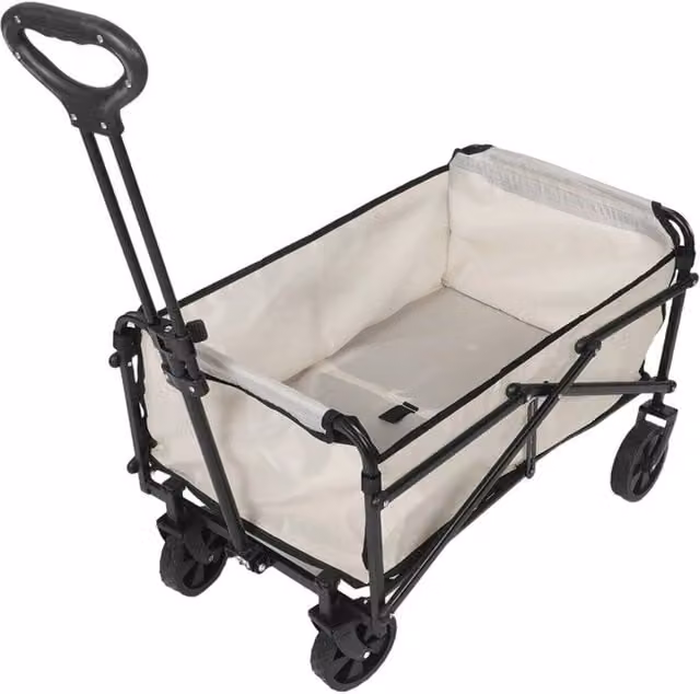 SPETLEK Foldable Large 5 inch Wheel Garden Trolley Cart Wagon in Light Beige – 1