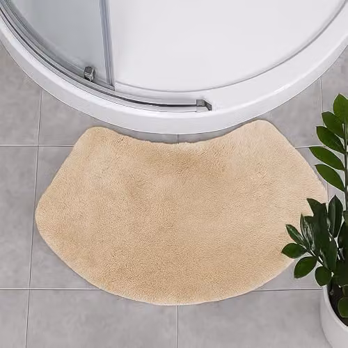 Allure Bath Fashions Curved Cotton Shower Mat, Beige, W: 48 cm, D: 80 cm – 3
