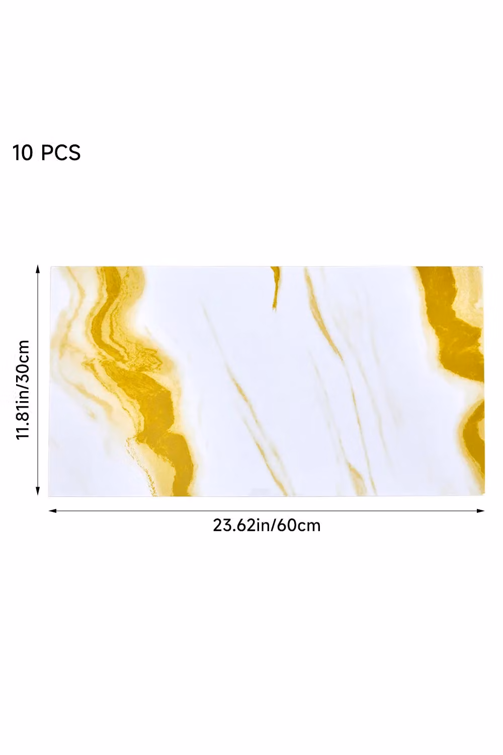 Living and Home 10pcs White and Gold Marble Peel and Stick PVC Wall Tile Stickers for Bathroom, Kitchen and Living Room – 2