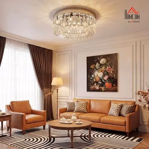 HOMCOM Crystal Ceiling Chandelier with 160 Transparent Glass Pendants in Silver Tone – 2