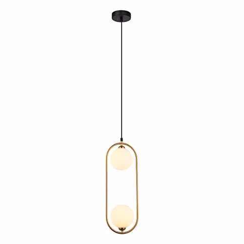 Netlighting Lupus Modern 2-Light Sphere Globe Pendant Ceiling Light in Gold/Brass with G9 Bulbs