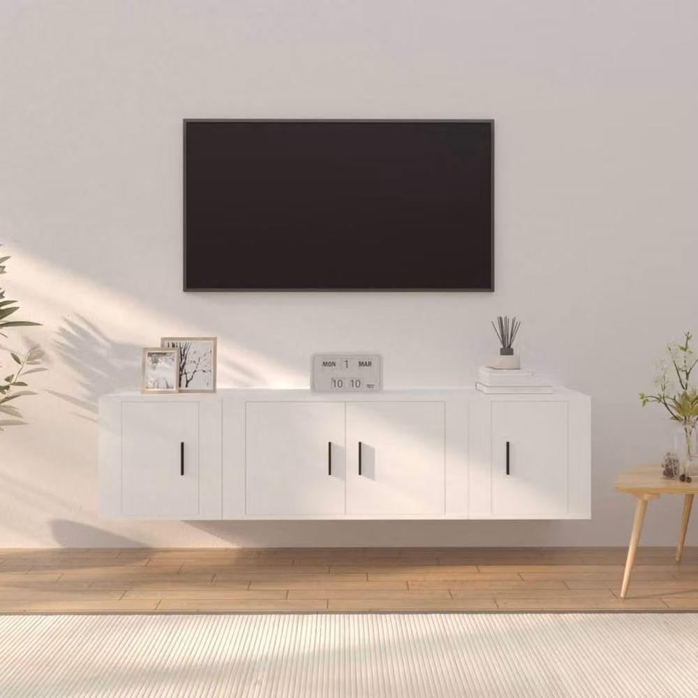 Berkfield Home Classic 3 Piece TV Cabinet Set in White Matt Engineered Wood – 2