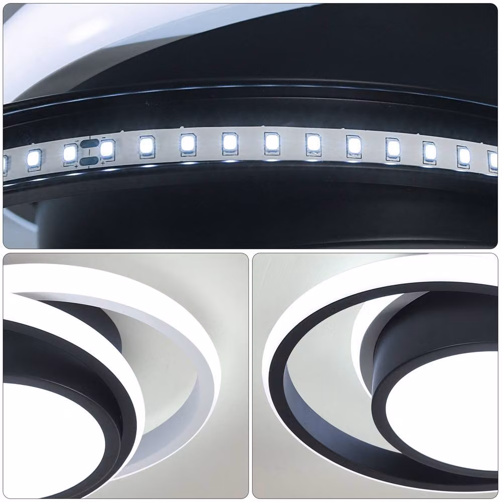 Goeco Modern Round LED Ceiling Light, 32W, 6500K Cool White, Black – 7