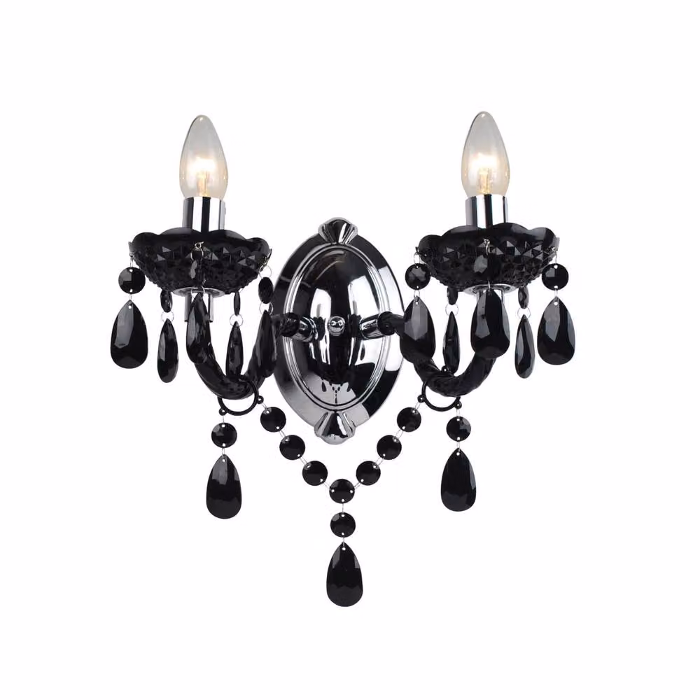 First Choice Lighting Marie Therese Style Wall Light Set of 2, Black and Chrome – 2