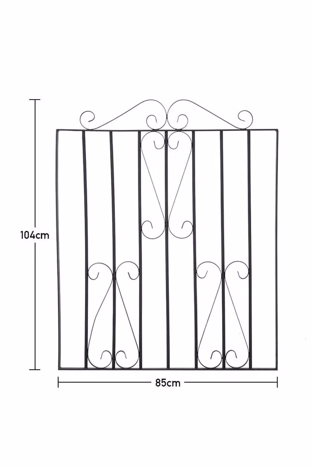 Garden Sanctuary Modern Metal Rectangular Single Swing Garden Gate in Black, W: 85 cm, H: 104 cm – 3