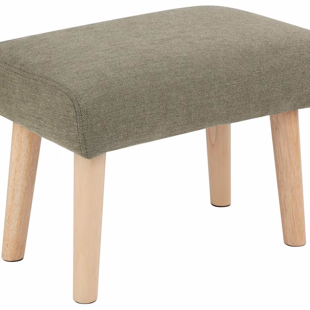 Wyld and Coco Retro Green Fabric Footstool with Oak Legs W/D/H: 34.0 x 30.0 x 34.0 cm – 2