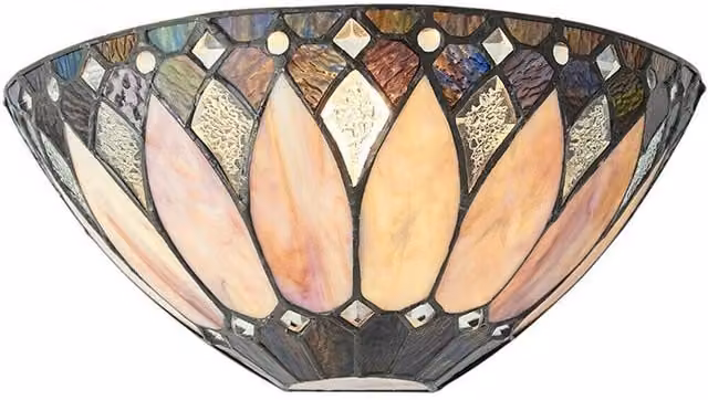 Loops Tiffany Glass Wall Light in Cream and Transparent with Art Deco Textured Shade