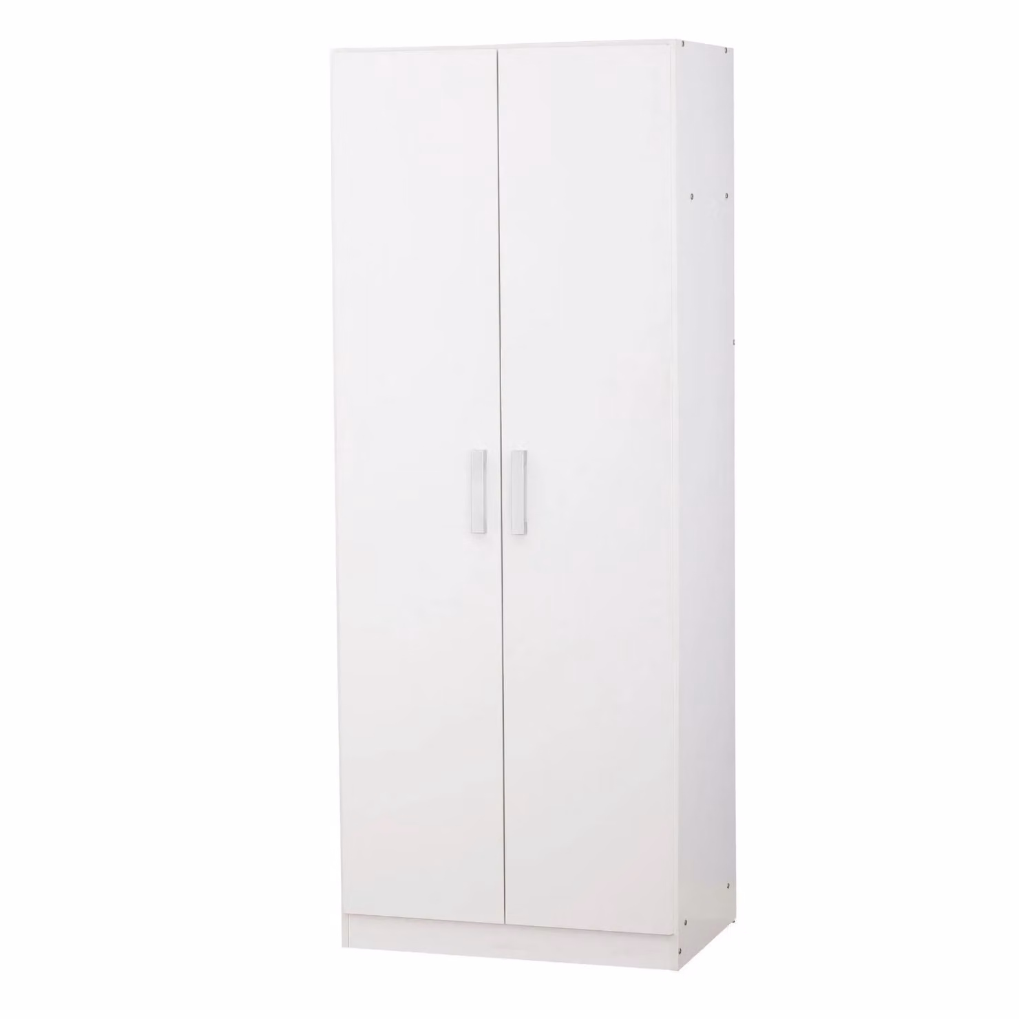 Home Source Arla 2 Door Wardrobe in White with Hanging Rail and Internal Shelves, H 180 x W 70 x D 50 cm – 2