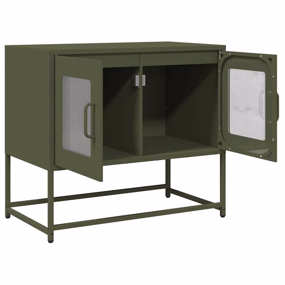 Berkfield Home Industrial TV Cabinet in Matt Olive Green, W/D/H: 68 x 39 x 60.5 cm – 3