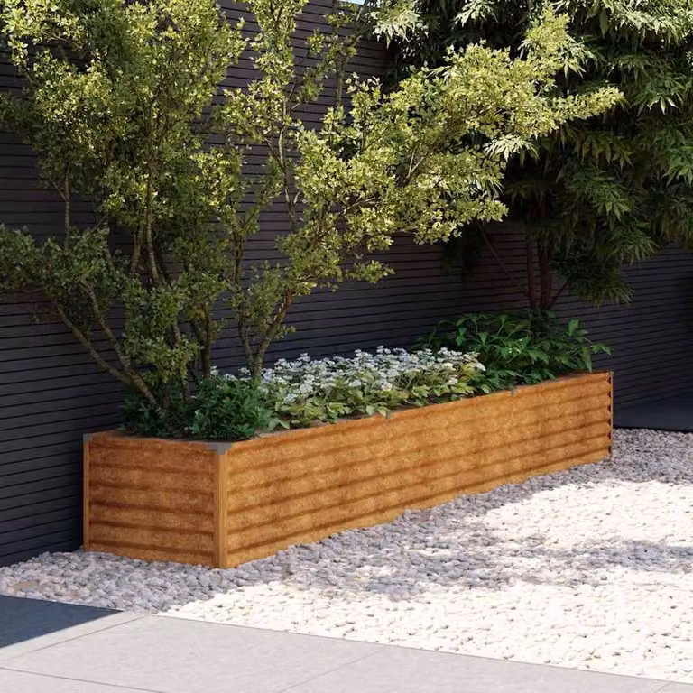 Berkfield Home Garden Corten Steel Raised Bed in Brown, W/D/H: 291 x 50 x 36 cm