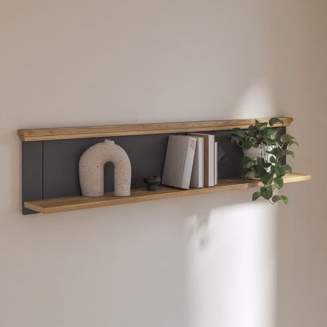 Furniture To Go Pontypool Wall Mounted Shelf in Grey and Mauvella Oak