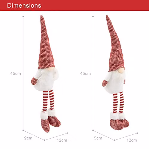 The Christmas Workshop 2-Pack Felt Gnome Ornaments in White and Red – 3