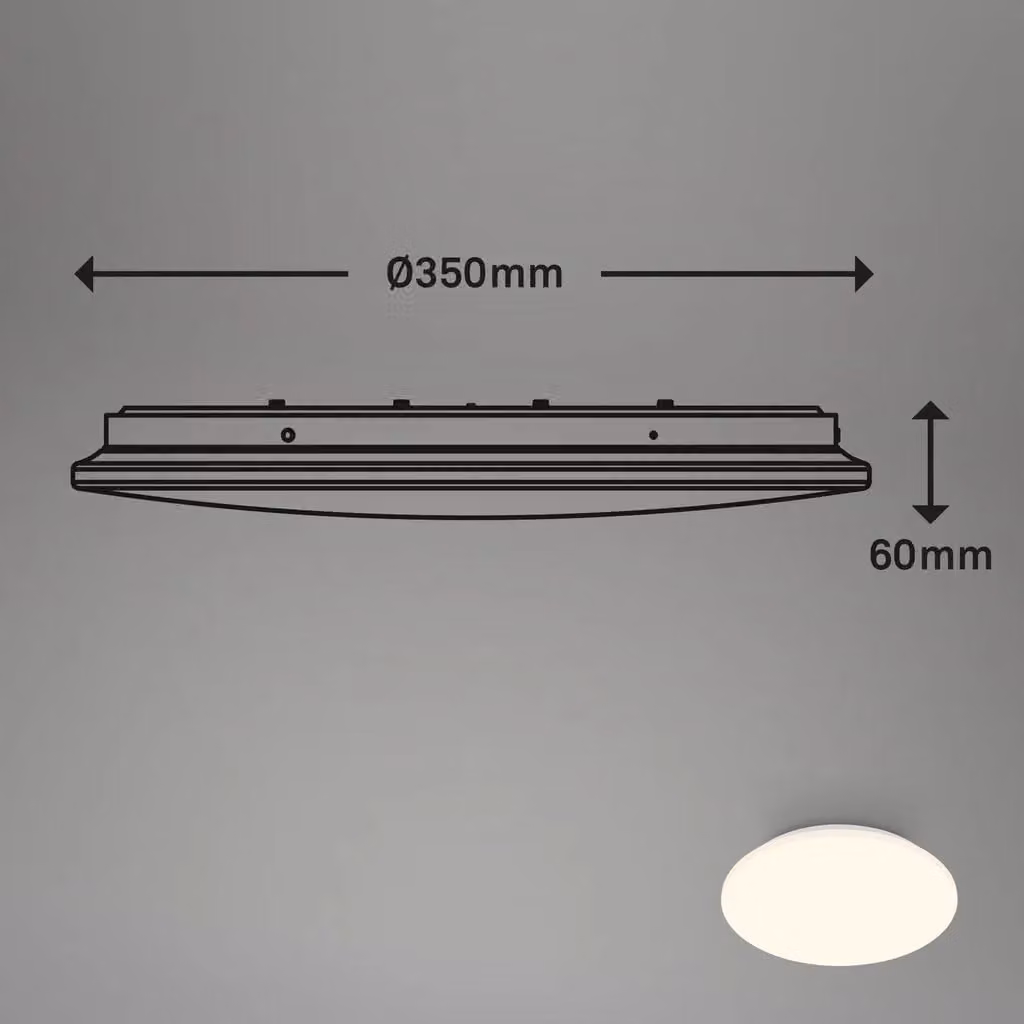 Briloner White LED Ceiling Light with Motion and Dusk Sensor, Warm White, D/H: 35 x 6 cm – 5