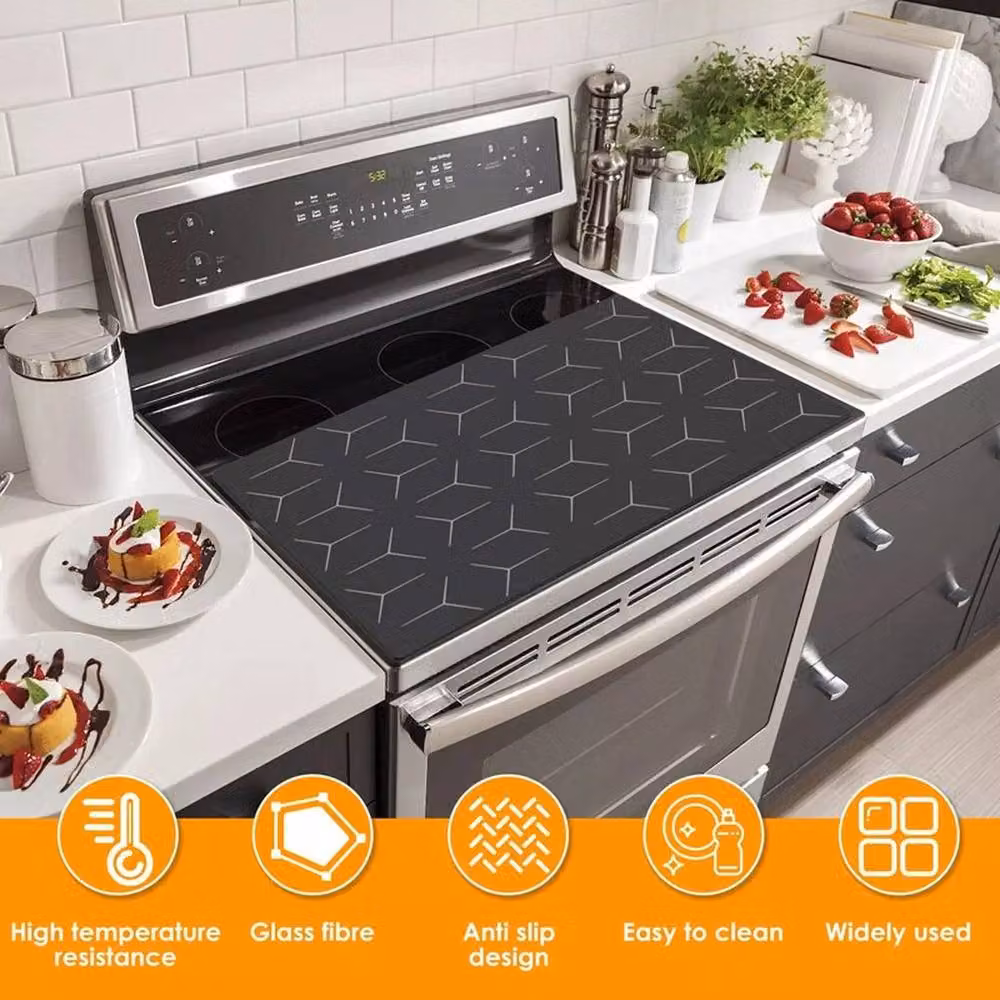 PAWNORA Induction Hob Protector Mat, Black, W: 60 cm, D: 52 cm – 4